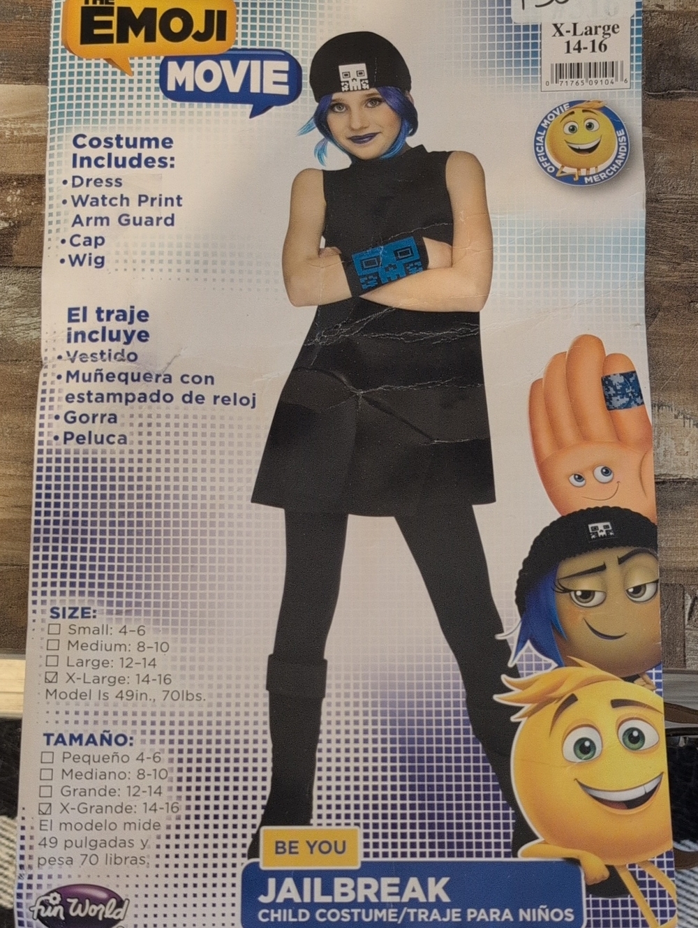 Jailbreak Kids Black and Blue Costume Set - Includes Dress, Cap, Wig & Arm Guard